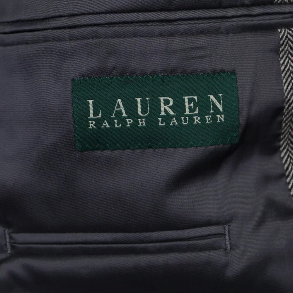 LAUREN Ralph Lauren Blazer Mens 46L Gray 100% Lambswool Sports Jacket Coat 2 Btn